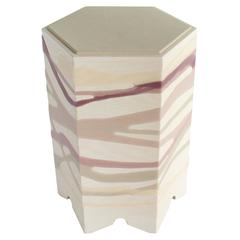 Drip / Fold Side Table in Ash, Resin and Leather - In Stock