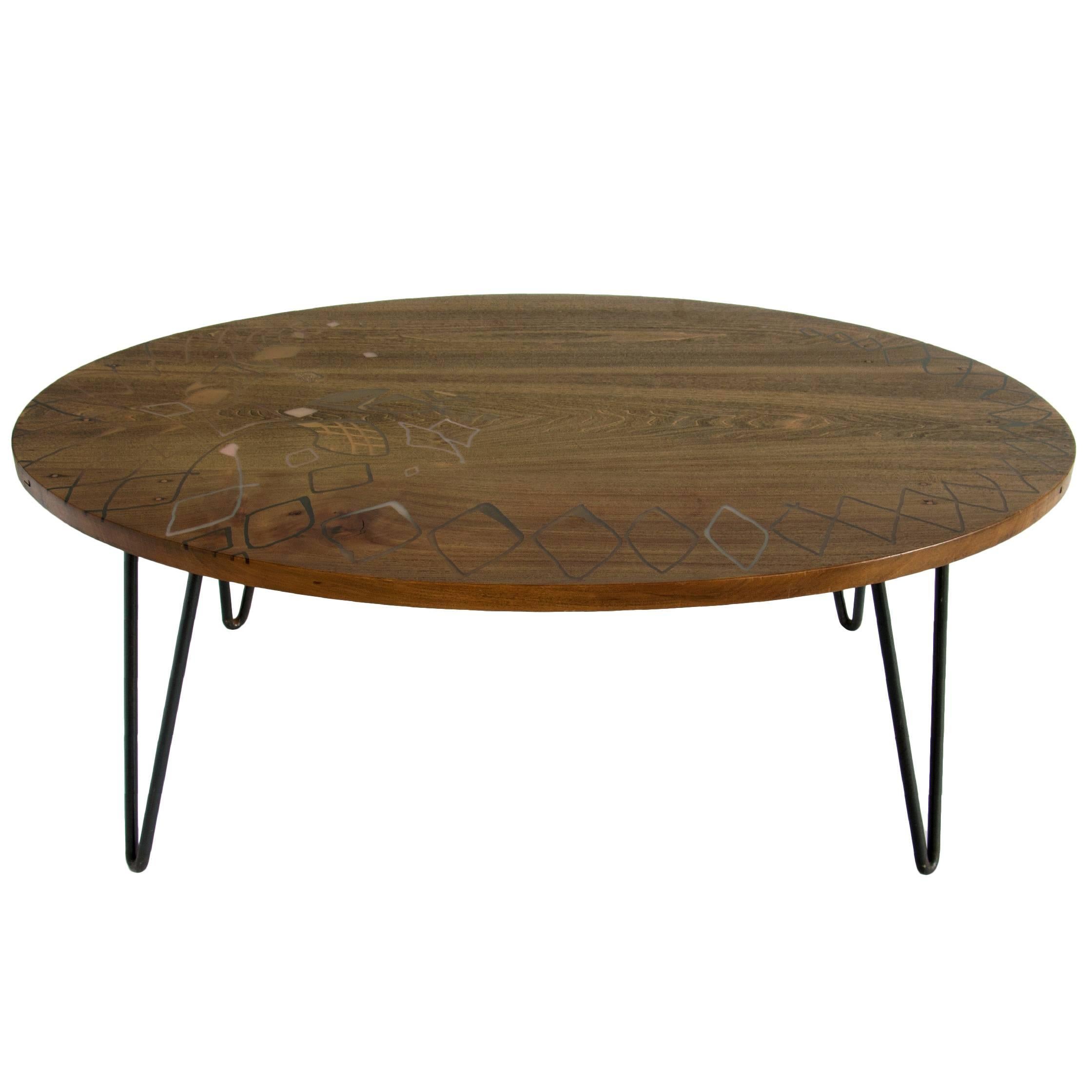 Sky with Diamonds Coffee / Cocktail Table, Inlaid Resin, Hairpin Legs - IN STOCK For Sale