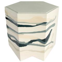 Drip / Fold Side Table in Ash, Resin and Leather 1