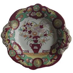 Mason's Ironstone Desert Bowl Fence Vase and Doves Pattern, circa 1825