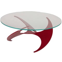 Table basse «peller » de Knut Hesterburg en émail de cerisier sur aluminium anodisé