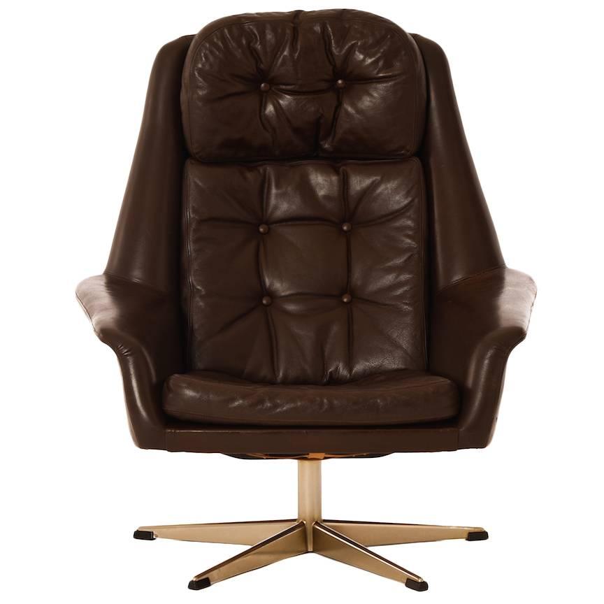 Danish Modern Tufted Leather Chair