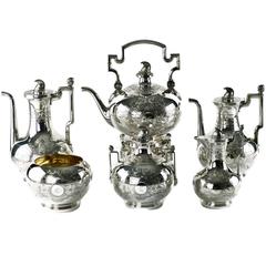 John R Wendt for Ball Black & Co Seven-Piece Medallion Sterling Tea & Coffee Set