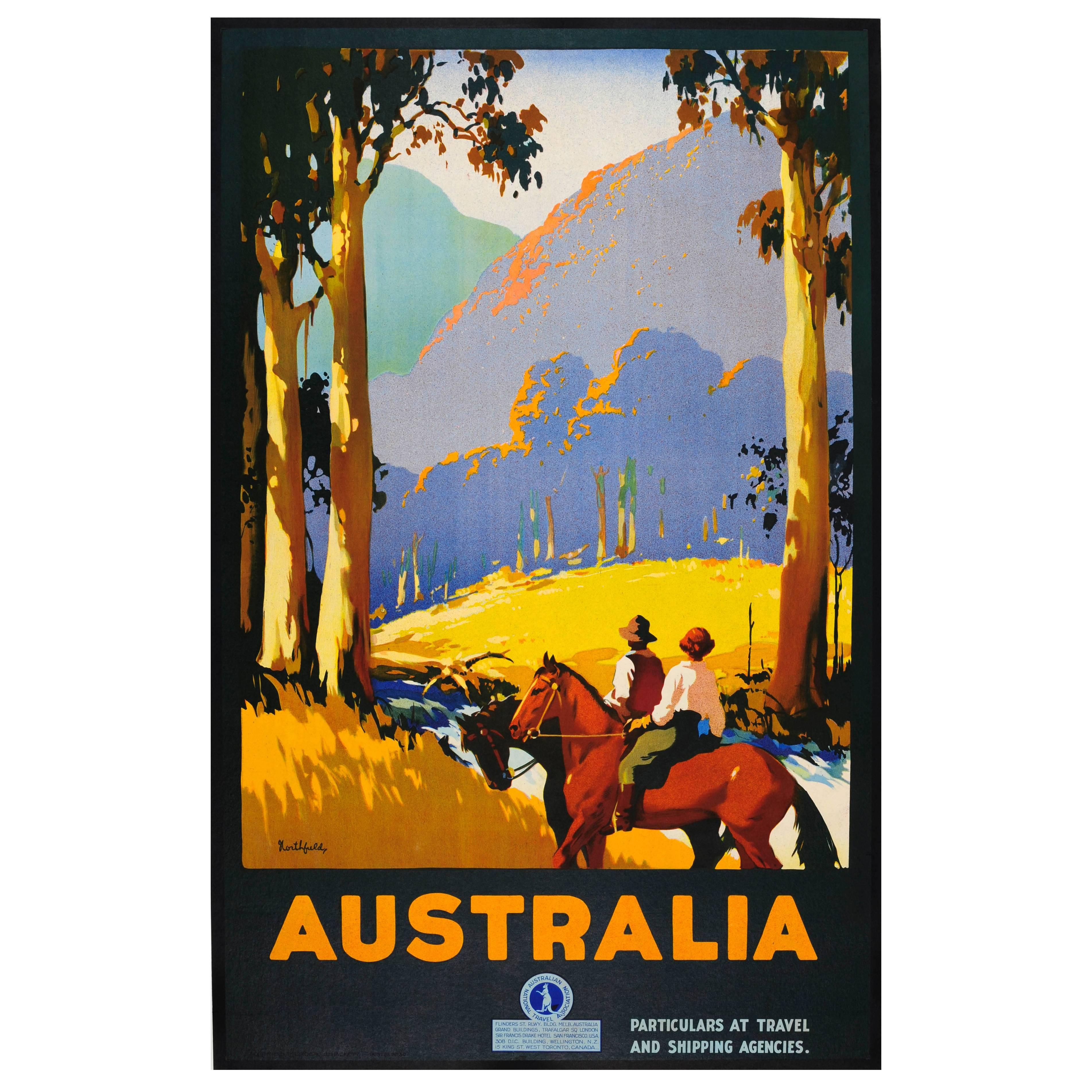 Original Vintage 1920s Travel Advertising Poster by James Northfield "Australia"