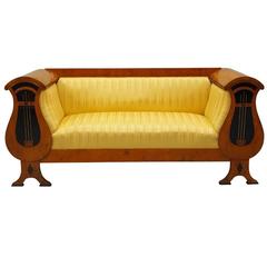 Period Biedermeier Sofa in Custom Silk Upholstery