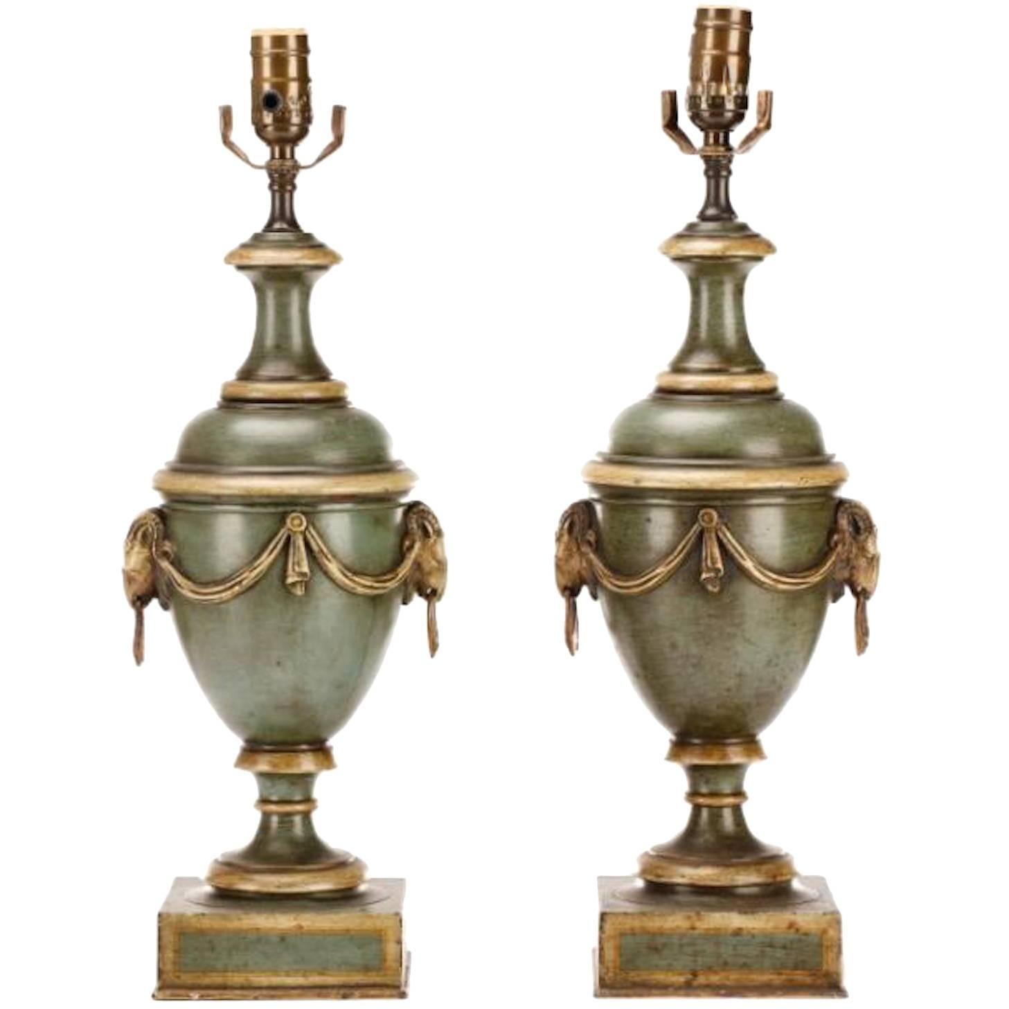 Pair of French Tole Neoclassic Urns