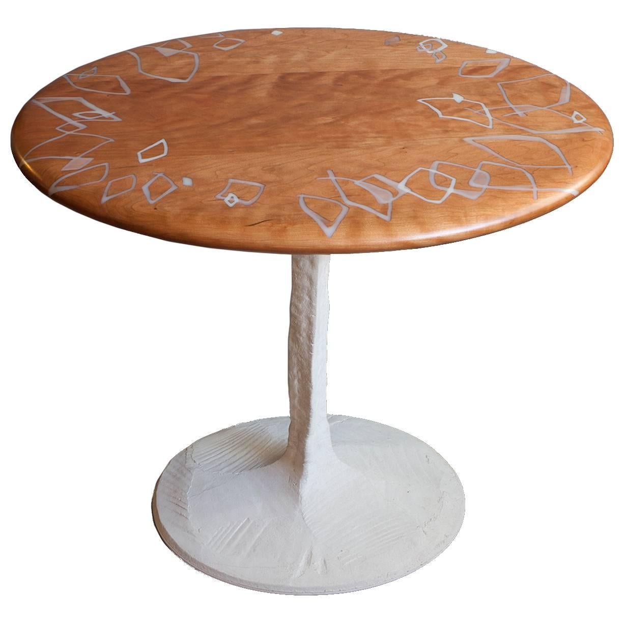 Sky with Diamonds Side Table in Cherry with Concrete Pedestal Base - IN STOCK For Sale