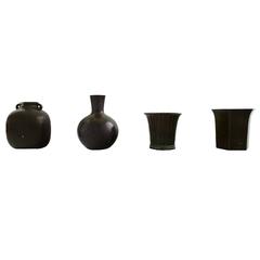 Four Beakers/ Vases, Designed by Just Andersen, Crafted in "Diskometal"