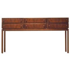 1960s Mid-Century Danish Design, Rosewood 6x Drawers Hall Way Console Sideboard