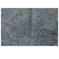 Large Original Antique Map of London, 1861