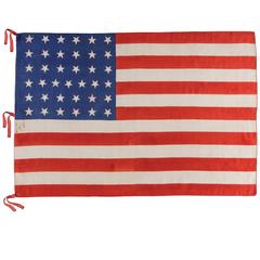 37 Stars on a Large-Scale Silk Parade Flag with Hand-Inscribed Mourning Notation 10