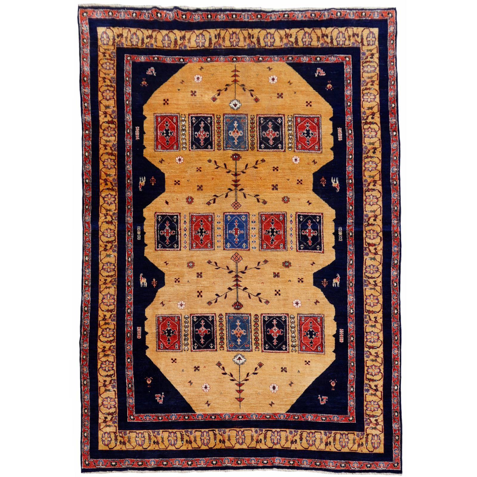 Rare Tribal Persian Vintage Rug with Natural Dyes