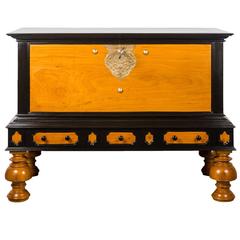 Antique Indo-Dutch Satinwood and Ebony Chest on Stand