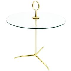 Nice Glass and Brass Side Table, Germany, 1950s