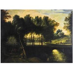 18th Century Flemish Old Master River Landscape by Follower of Lucas van Uden