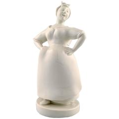 Bode Willumsen Blanc de Chine Figurine, Royal Copenhagen Fisherwoman