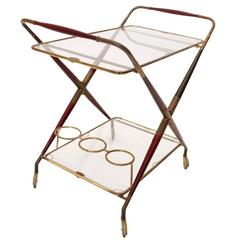 Italian Brass and Glass Bar Cart, 1950s