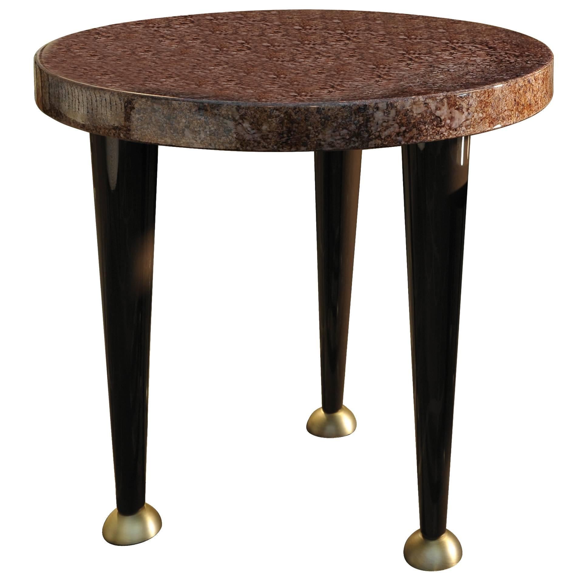 Dom Edizioni Modern Italian Marble and Brass Gueridon Vedome Side or End Table For Sale