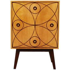 1950s Inlaid Wood Cabinet Unique Piece by Arch Mino Luignoli