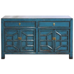 Blue Sideboard With Decorative Doors