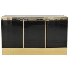 1970s Maison de Lancel Black and Gold Laminated Sideboard