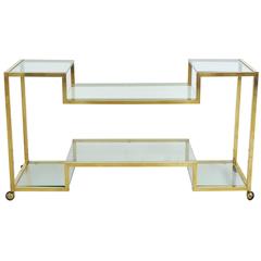 Elegant Italian Brass and Glass 1970s Console Table