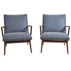 Pair of 1950s Teak Armchairs in the Style of Poul Jensen