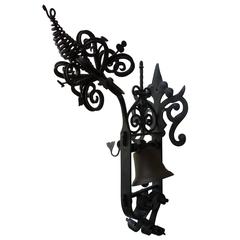 Spanish Revival Hand-Wrought Iron Garden Gate Bell