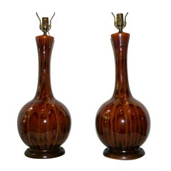 Pair of Large Glazed Ceramic Lamps