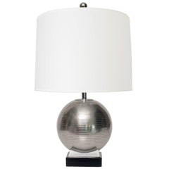 Scandinavian Modern G.A.B. Pewter Table Lamp on Lacquered Wood Plinth