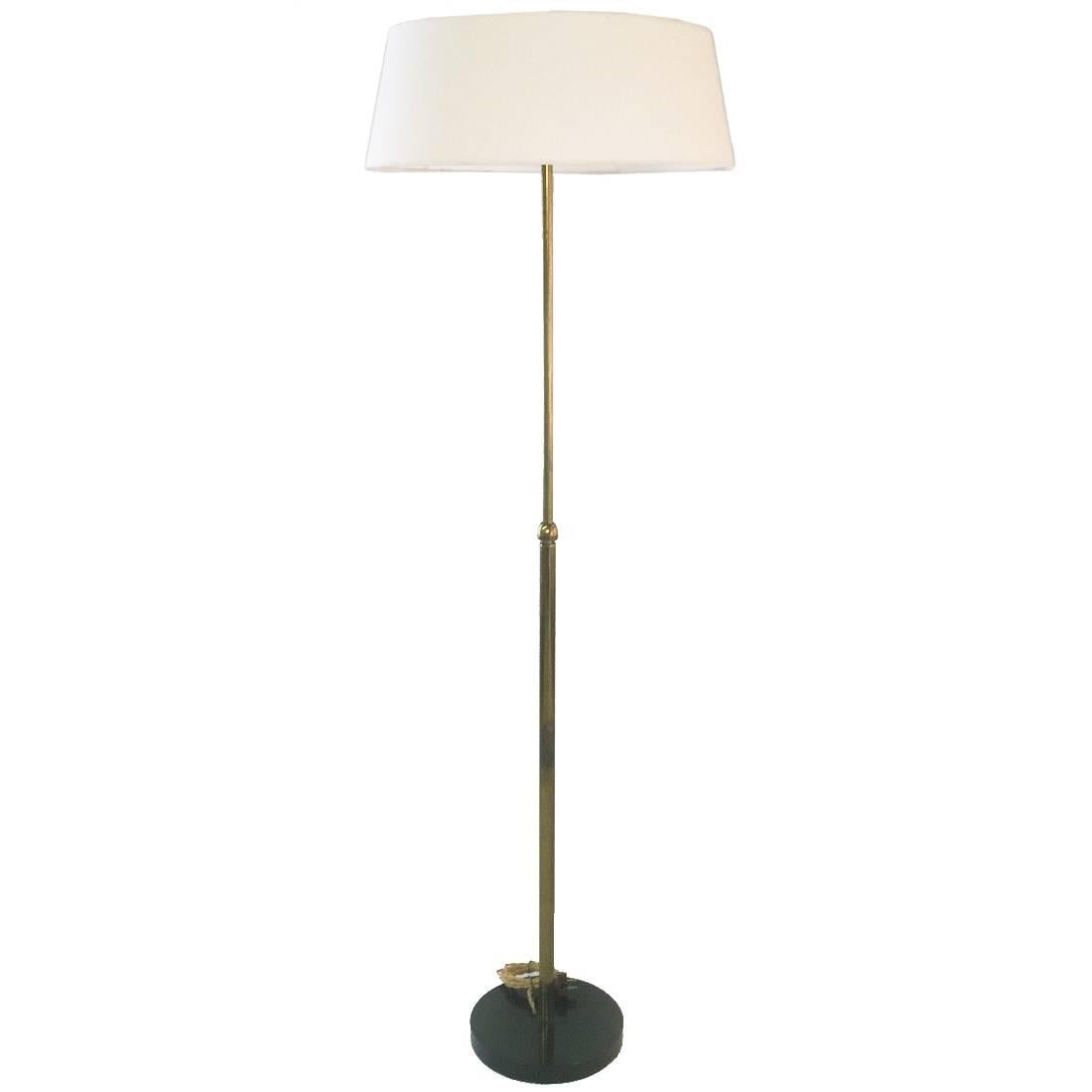 French Brass and Marble Floor Lamp, circa 1950