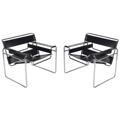 Pair of Mid-Century Leather Wassily Lounge Chairs by Marcel Breuer for Knoll 12