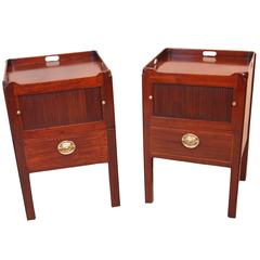 Used Georgian Matched Pair Tray Top Commodes