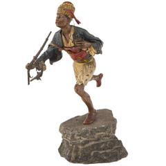 Vienna Bronze Sculpture of a Running Arabian Soldier by Franz Xavier Bergman