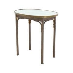 Solid Brass Mirror Top Oval Hall or Side Table