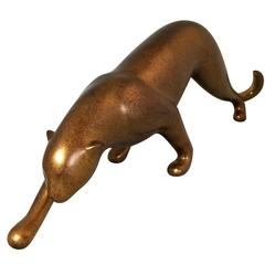 Bronze Cougar Stretching by Loet Vanderveen