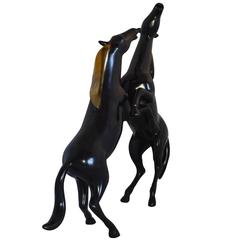 Pair of Bronze Horses by Loet Vanderveen
