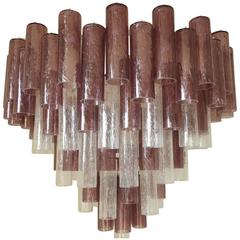 Murano Amethyst and Clear Tubes Chandelier by Mazzega