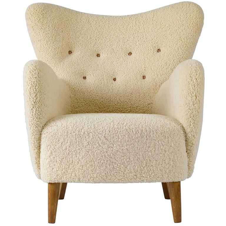 Scandinavian Sheepskin Lounge Chair at 1stDibs