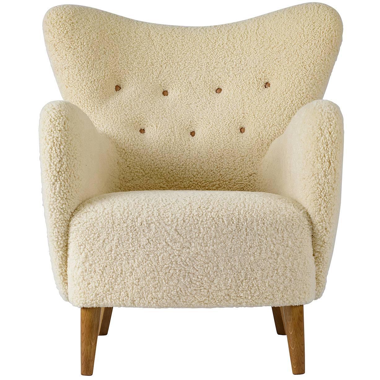 Scandinavian Sheepskin Lounge Chair For Sale at 1stdibs