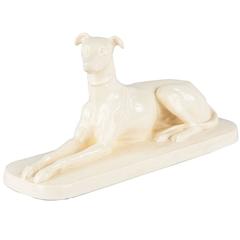 Sarreguemines Ceramic Greyhound Dog Figurine, 1950s