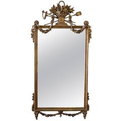 Louis XVI Giltwood Mirror with Rose Swags