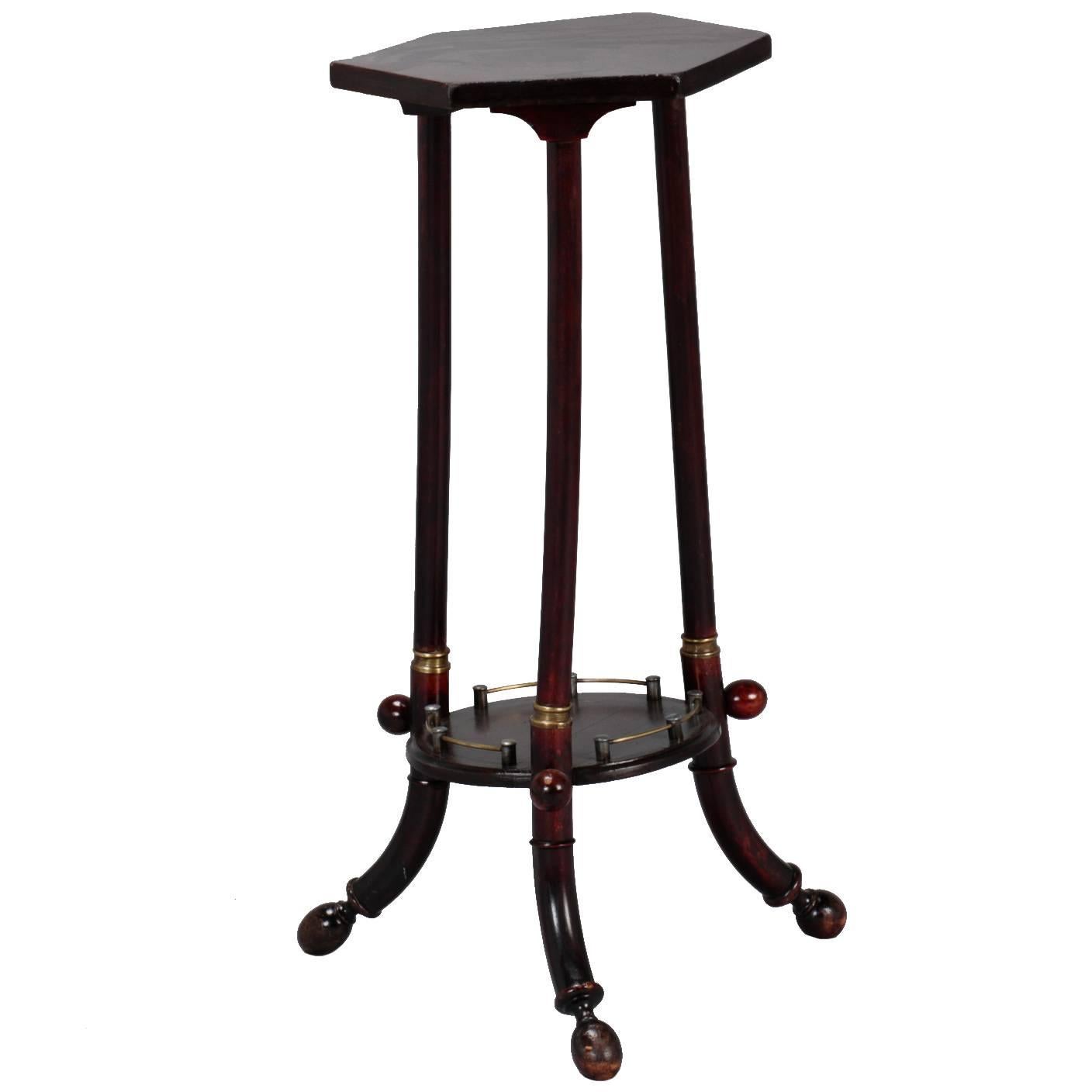 Small Thonet Side Table with Brass Gallery