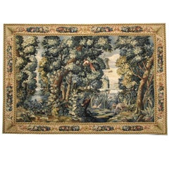 Tapis ancien, tapisserie décorative murale de style flamand, objets de décoration