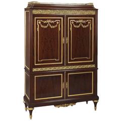 Louis XVI Style Gilt-Bronze Mounted Mahogany Cabinet by Paul Sormani 1