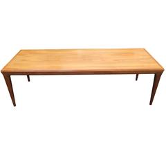 Long Golden Teak Coffee Table by Johannes Andersen 3