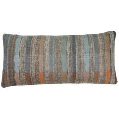 Indian Handwoven Pillow.  Orange.  Blue.  Gray.  Grey.