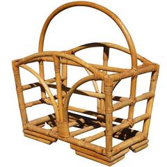 Rattan Magazine Rack with Stacked Base, circa 1950 11