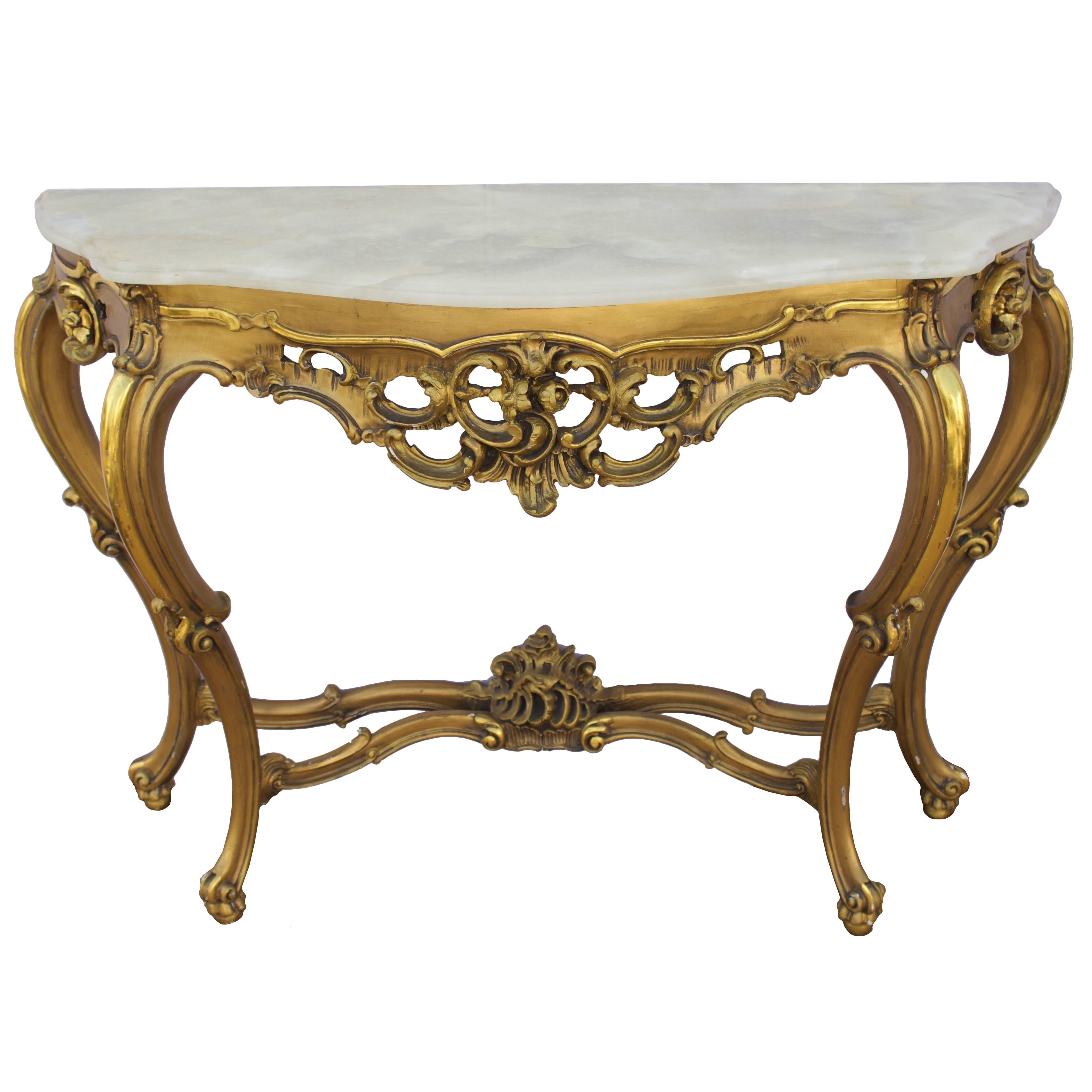 Italian Console Table in Giltwood For Sale