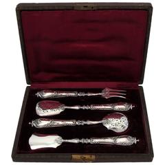 Ravinet French All Sterling Silver Dessert Hors D'oeuvre Set of Four-Piece Box